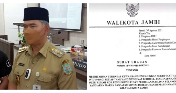 Di Kota Jambi, Tamu Hotel, Mall, dan Restoran Wajib Tunjukkan Sertifikat Vaksin
