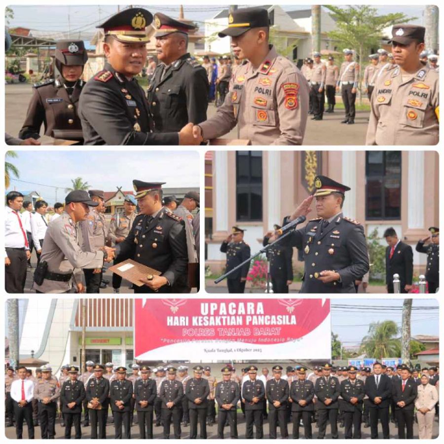 Hari Kesaktian Pancasila, Polres Tanjab Barat Gelar Upacara dan Apresiasi Personel