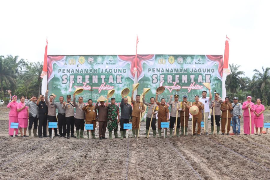 Kapolres Tanjung Jabung Barat Bersama Forkopimda Tanam Jagung Wujudkan Swasembada Pangan