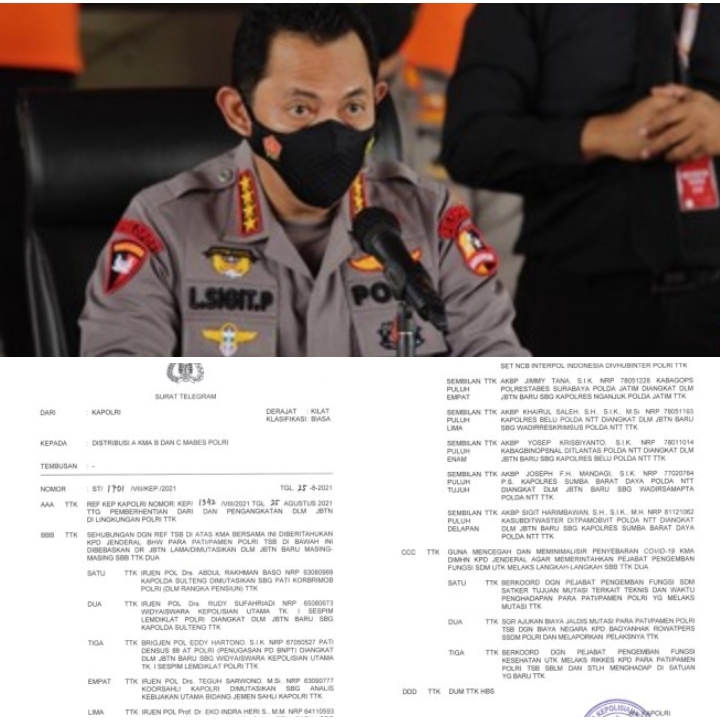 Kapolri Mutasi Sejumlah PATI dan PAMEN Kapolda hingga Kapolres