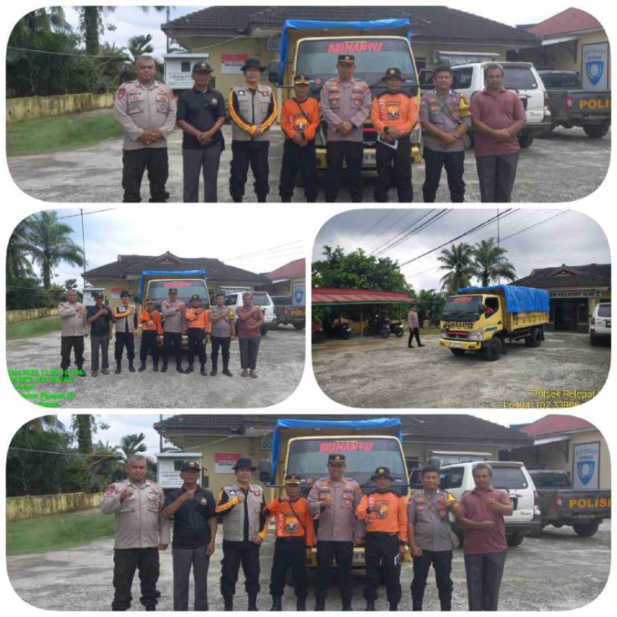 Kapolsek Lepas Pengiriman Bantuan Senkom untuk Korban Banjir