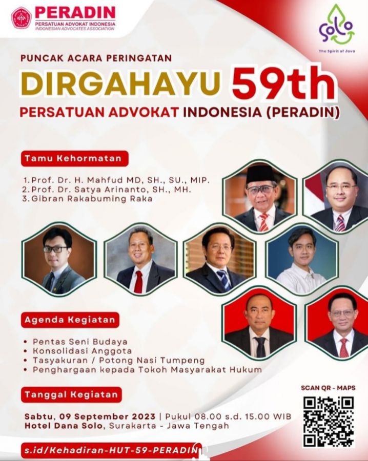 Peringati HUT PERADIN ke-59, Firman Wijaya: Tegakkan Hukum dan Keadilan