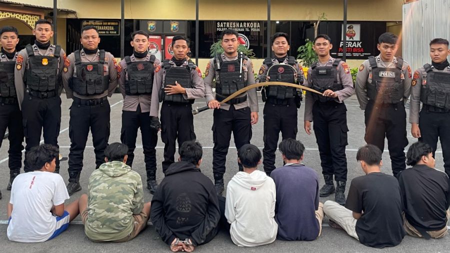 Polres Pelabuhan Tanjungperak Amankan 7 Kelompok Gang Allstar di Tenggumung Baru Surabaya