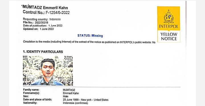Polri: Interpol Telah Terbitkan Yellow Notice Pencarian Anak Ridwan Kamil 
