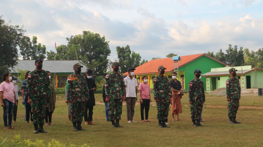 Satgas PAM-TAS RI-RDTL Yonif 743/PSY Tanamkan Bela Negara Dan Cinta Tanah Air