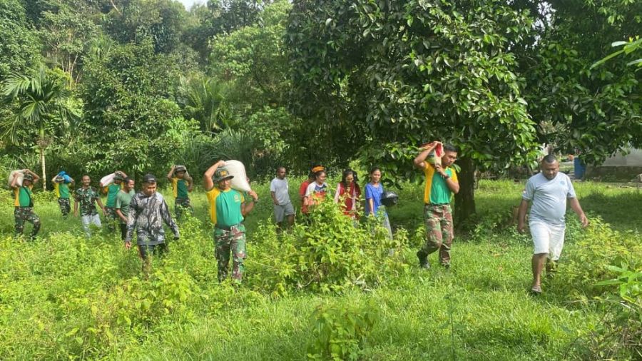 Satgas Yonarmed 1 Kostrad Bantu Warga Desa Waelikut Panen Cengkeh