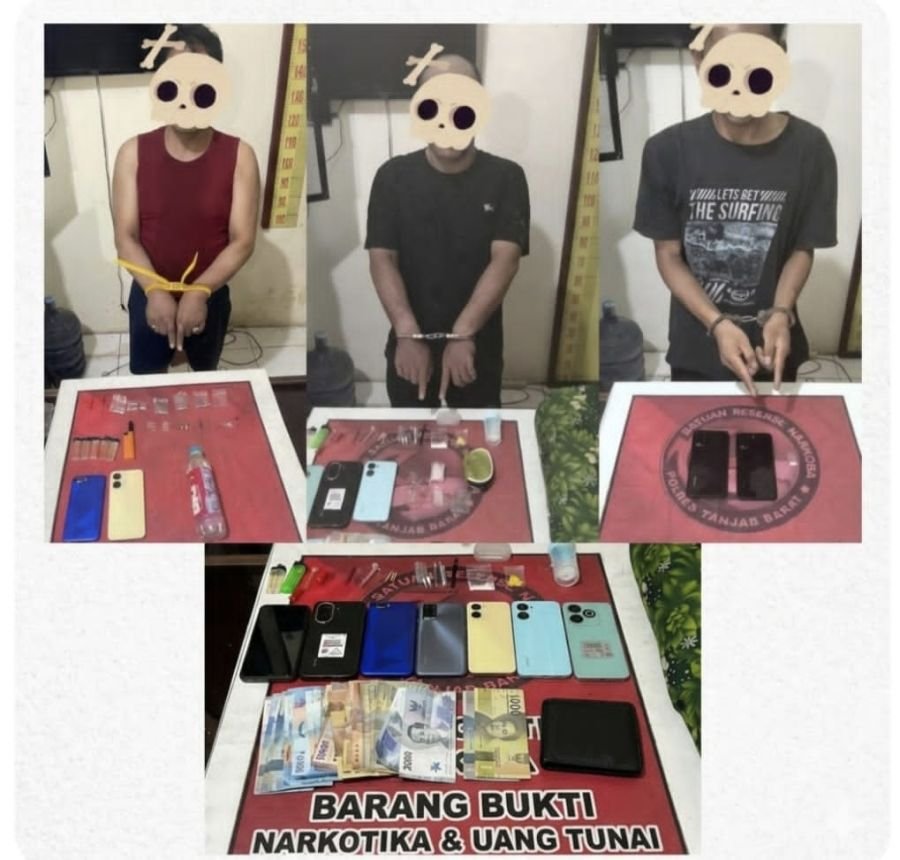 Satresnarkoba Polres Tanjab Barat Gerebek Bandar Sabu, Tiga Orang Diamankan Polisi