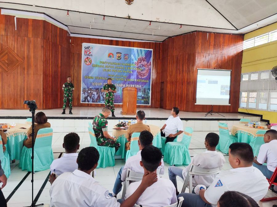 Selamatkan Generasi Muda, Korem 172/PWY Bersama Polda Papua Gelar Penyuluhan Narkoba 