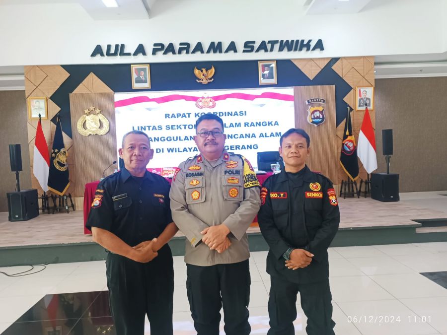 Senkom Mitra Polri Kabupaten Tangerang Hadiri Rakor Penanggulangan Bencana di Polresta Tangerang