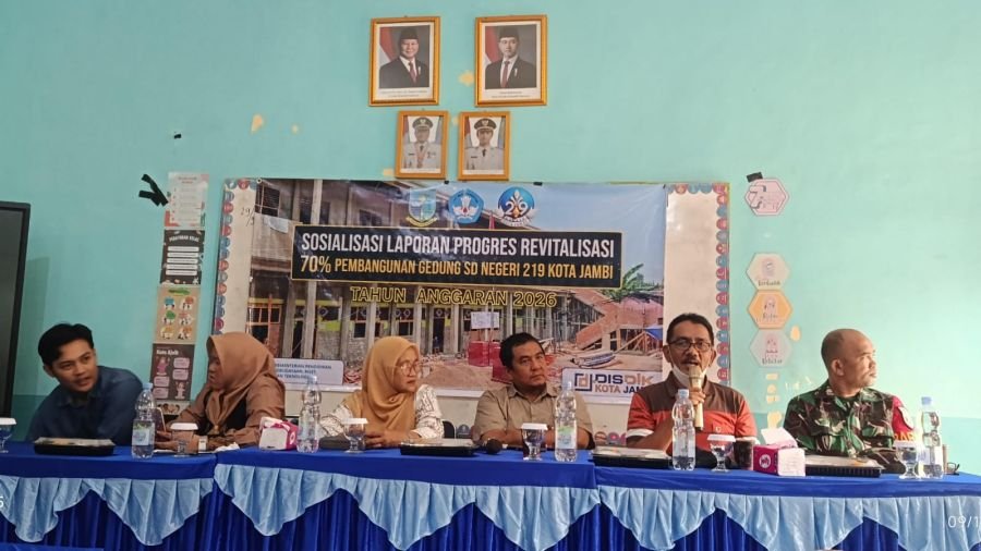 Sosialisasi Progres Revitalisasi SD Negeri 219 Kota Jambi, Pembangunan Capai 70 Persen