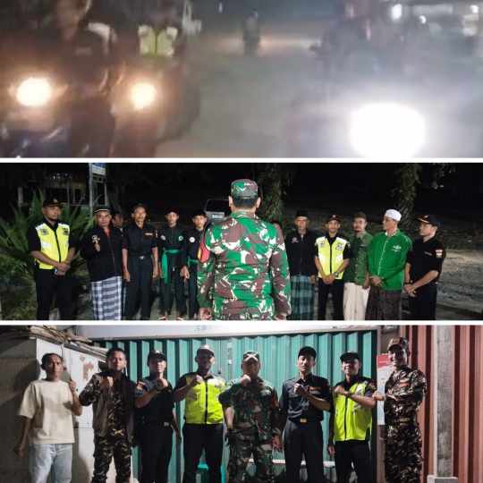 TNI Bersama Senkom, Banser, dan Pagar Nusa Gelar Patroli Malam di Taman Raja