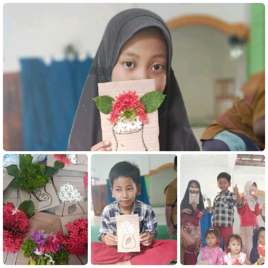 TPQ Baitul Makmur Ajak Santri Asah Kreativitas Lewat Kegiatan Merangkai Bunga
