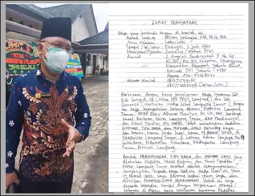 Wilson Lalengke Menulis Surat Pernyataan atas Dugaan Kebohongan Kapolres Lampung Timur