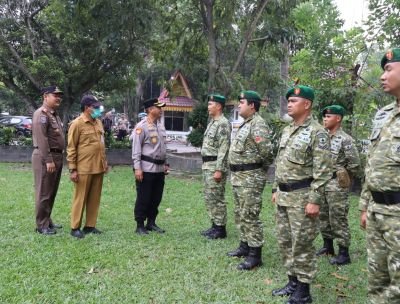 Kodim 0301/Pekanbaru Ikuti Apel Siaga Pengamanan Aksi Unjuk Rasa Serentak di Kota Pekanbaru
